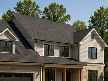 Suburban home with a newly installed architectural asphalt shingle roof